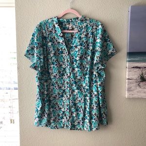 3X Croft & Barrow Turquoise Floral Top